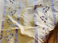 NEW Princess Harriet 100% Silk Taffeta Ribbon Stripes with Embroidered Velvet Yellow & Lavender Floral Motif Fabric - Fancy Styles Fabric Pierre Frey Lee Jofa Brunschwig & Fils