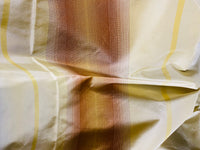 NEW Lady Skylar Designer 100% Silk Taffeta Fabric with Burnt Peach Yellow & Gray Blurry Stripes - Fancy Styles Fabric Pierre Frey Lee Jofa Brunschwig & Fils