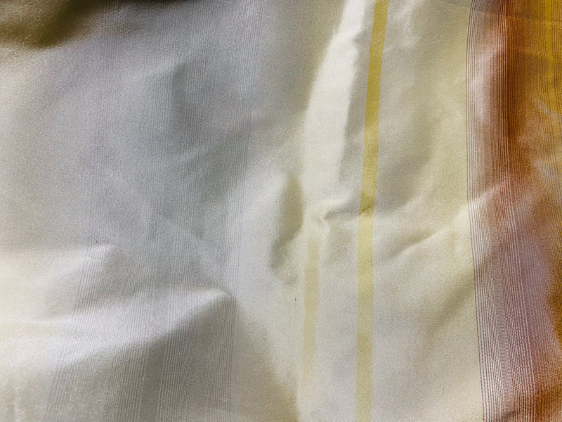 NEW Lady Skylar Designer 100% Silk Taffeta Fabric with Burnt Peach Yellow & Gray Blurry Stripes - Fancy Styles Fabric Pierre Frey Lee Jofa Brunschwig & Fils