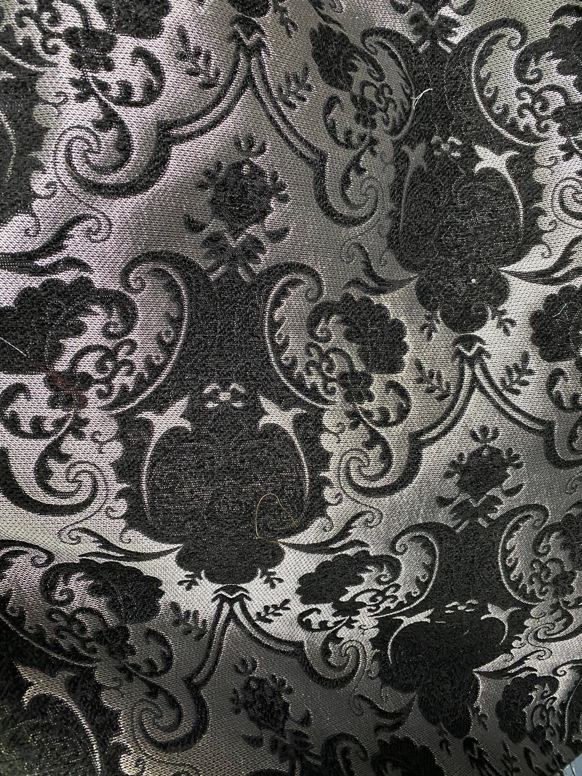 NEW Lady Emile Designer Damask Burnout Chenille Velvet Fabric - Black & Metallic Silver BTY - Fancy Styles Fabric Pierre Frey Lee Jofa Brunschwig & Fils