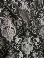 NEW Lady Emile Designer Damask Burnout Chenille Velvet Fabric - Black & Metallic Silver BTY - Fancy Styles Fabric Pierre Frey Lee Jofa Brunschwig & Fils
