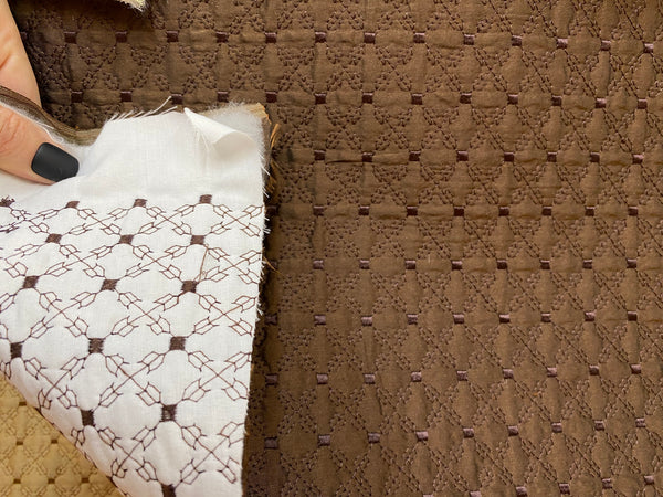 Princess Amy 100% Silk Designer Brown Quilted Fabric - Fancy Styles Fabric Pierre Frey Lee Jofa Brunschwig & Fils