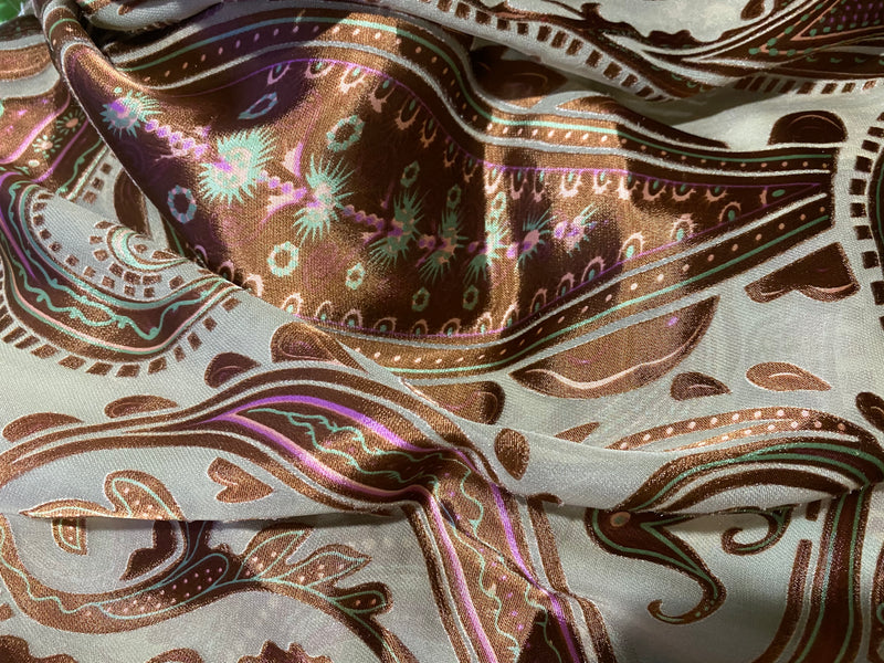 New  100% Silk Charmeuse and Chiffon Burnout Bohemian Fabric - Fancy Styles Fabric Pierre Frey Lee Jofa Brunschwig & Fils