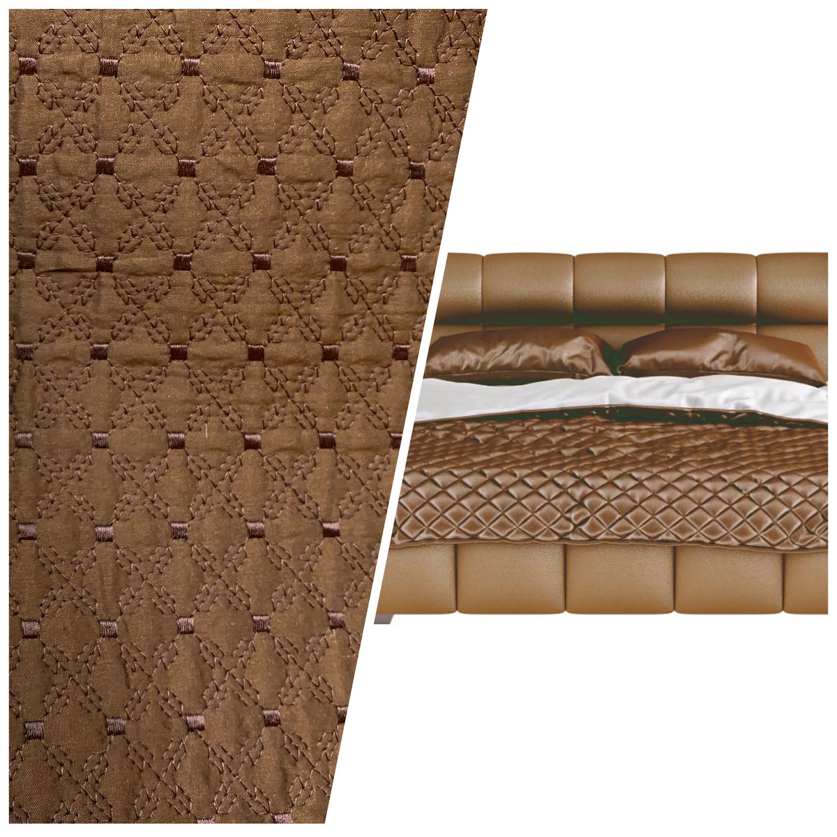 Princess Amy 100% Silk Designer Brown Quilted Fabric - Fancy Styles Fabric Pierre Frey Lee Jofa Brunschwig & Fils