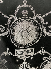 NEW Lord Joffrey Designer Satin Damask Drapery Fabric - Black Silver - Fancy Styles Fabric Pierre Frey Lee Jofa Brunschwig & Fils
