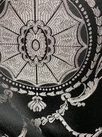 NEW Lord Joffrey Designer Satin Damask Drapery Fabric - Black Silver - Fancy Styles Fabric Pierre Frey Lee Jofa Brunschwig & Fils