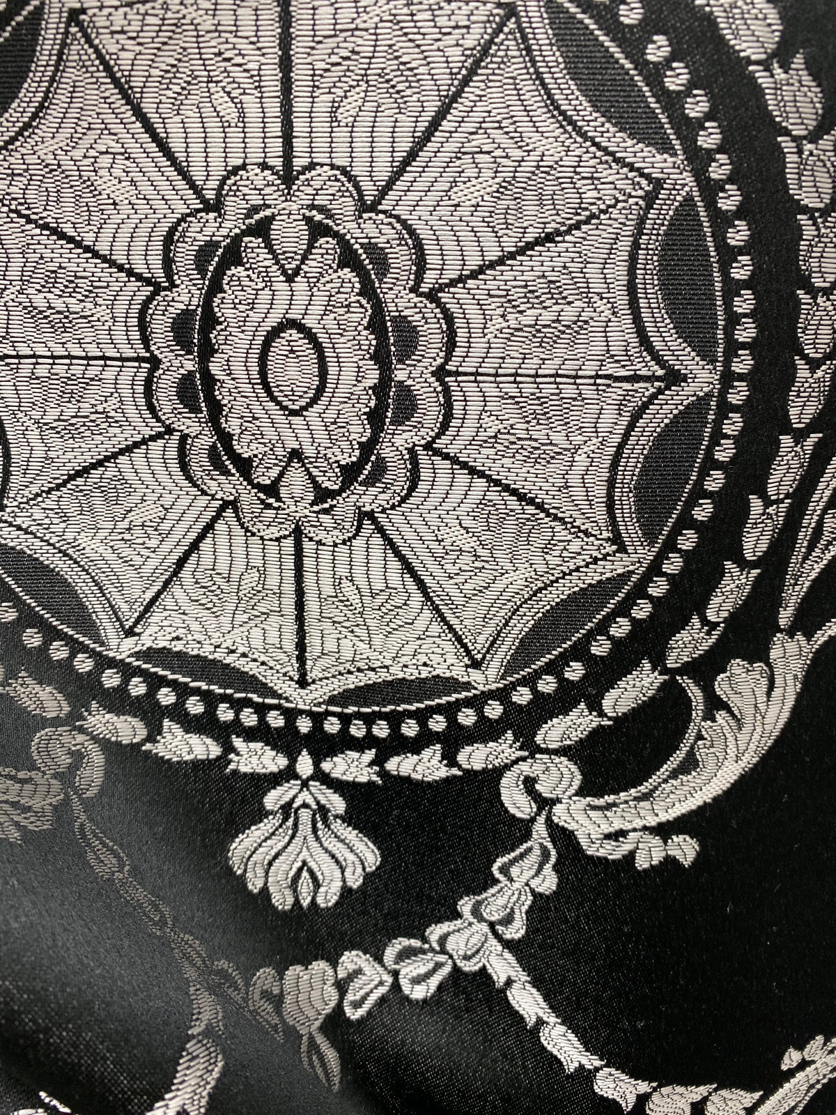 NEW Lord Joffrey Designer Satin Damask Drapery Fabric - Black Silver - Fancy Styles Fabric Pierre Frey Lee Jofa Brunschwig & Fils