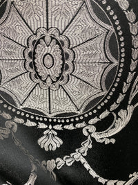 NEW Lord Joffrey Designer Satin Damask Drapery Fabric - Black Silver - Fancy Styles Fabric Pierre Frey Lee Jofa Brunschwig & Fils