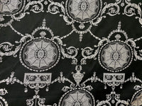 NEW Lord Joffrey Designer Satin Damask Drapery Fabric - Black Silver - Fancy Styles Fabric Pierre Frey Lee Jofa Brunschwig & Fils