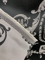 NEW Lord Joffrey Designer Satin Damask Drapery Fabric - Black Silver - Fancy Styles Fabric Pierre Frey Lee Jofa Brunschwig & Fils