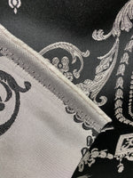 NEW Lord Joffrey Designer Satin Damask Drapery Fabric - Black Silver - Fancy Styles Fabric Pierre Frey Lee Jofa Brunschwig & Fils