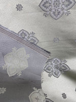 NEW Designer Satin Geometric Floral Drapery Fabric - Silvery Gray - Fancy Styles Fabric Pierre Frey Lee Jofa Brunschwig & Fils