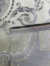NEW Lord Joffrey Designer Satin Damask Drapery Fabric - Silver Gray - Fancy Styles Fabric Pierre Frey Lee Jofa Brunschwig & Fils