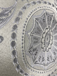 NEW Lord Joffrey Designer Satin Damask Drapery Fabric - Silver Gray - Fancy Styles Fabric Pierre Frey Lee Jofa Brunschwig & Fils