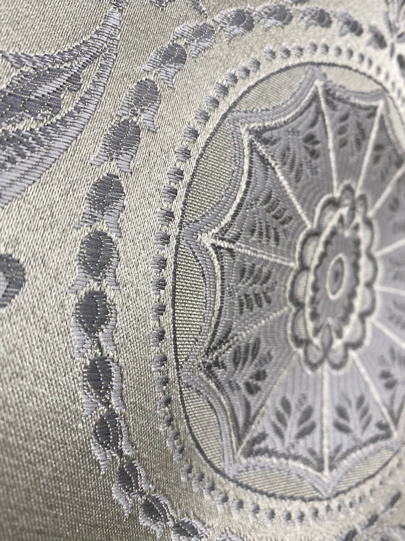NEW Lord Joffrey Designer Satin Damask Drapery Fabric - Silver Gray - Fancy Styles Fabric Pierre Frey Lee Jofa Brunschwig & Fils