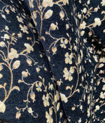 NEW Designer Burnout Floral Upholstery Chenille Velvet Fabric - Black & Beige - Fancy Styles Fabric Pierre Frey Lee Jofa Brunschwig & Fils