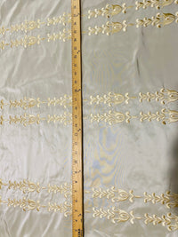 NEW Queen Marguerite Designer 100% Silk Taffeta Champagne Drapery Fabric Gold Embroidered Tulip Stripe - Fancy Styles Fabric Pierre Frey Lee Jofa Brunschwig & Fils