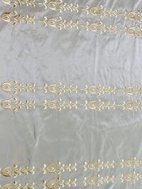 NEW Queen Marguerite Designer 100% Silk Taffeta Champagne Drapery Fabric Gold Embroidered Tulip Stripe - Fancy Styles Fabric Pierre Frey Lee Jofa Brunschwig & Fils