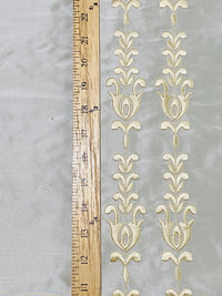 NEW Queen Marguerite Designer 100% Silk Taffeta Champagne Drapery Fabric Gold Embroidered Tulip Stripe - Fancy Styles Fabric Pierre Frey Lee Jofa Brunschwig & Fils