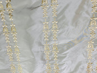 NEW Queen Marguerite Designer 100% Silk Taffeta Champagne Drapery Fabric Gold Embroidered Tulip Stripe - Fancy Styles Fabric Pierre Frey Lee Jofa Brunschwig & Fils