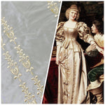 NEW Queen Marguerite Designer 100% Silk Taffeta Champagne Drapery Fabric Gold Embroidered Tulip Stripe - Fancy Styles Fabric Pierre Frey Lee Jofa Brunschwig & Fils