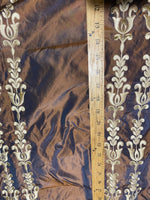 Queen Marguerite Designer 100% Silk Taffeta Drapery Fabric Copper with Blue Iridescence with Gold Tulip Stripe - Fancy Styles Fabric Pierre Frey Lee Jofa Brunschwig & Fils