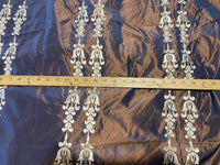 Queen Marguerite Designer 100% Silk Taffeta Drapery Fabric Copper with Blue Iridescence with Gold Tulip Stripe - Fancy Styles Fabric Pierre Frey Lee Jofa Brunschwig & Fils