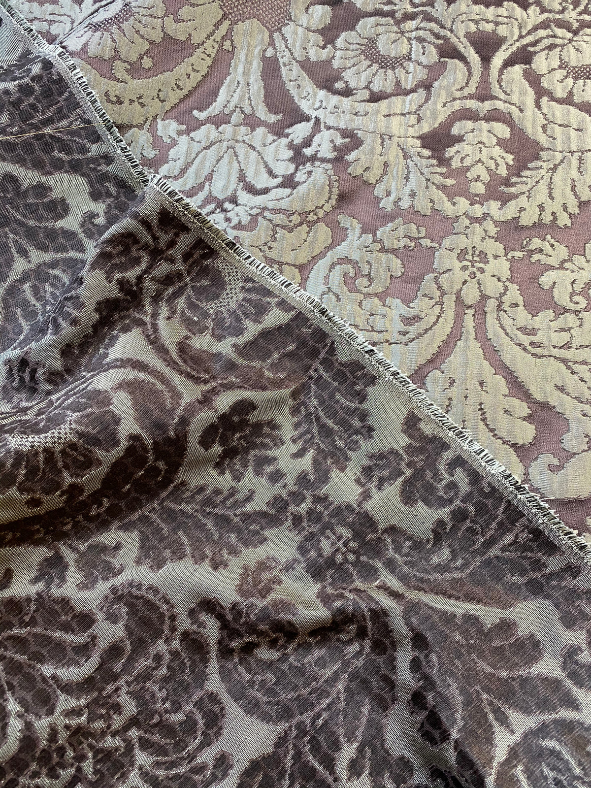 NEW Duke Marcus 100% Silk Taffeta Damask Drapery Fabric - Purple & Silver - Fancy Styles Fabric Pierre Frey Lee Jofa Brunschwig & Fils