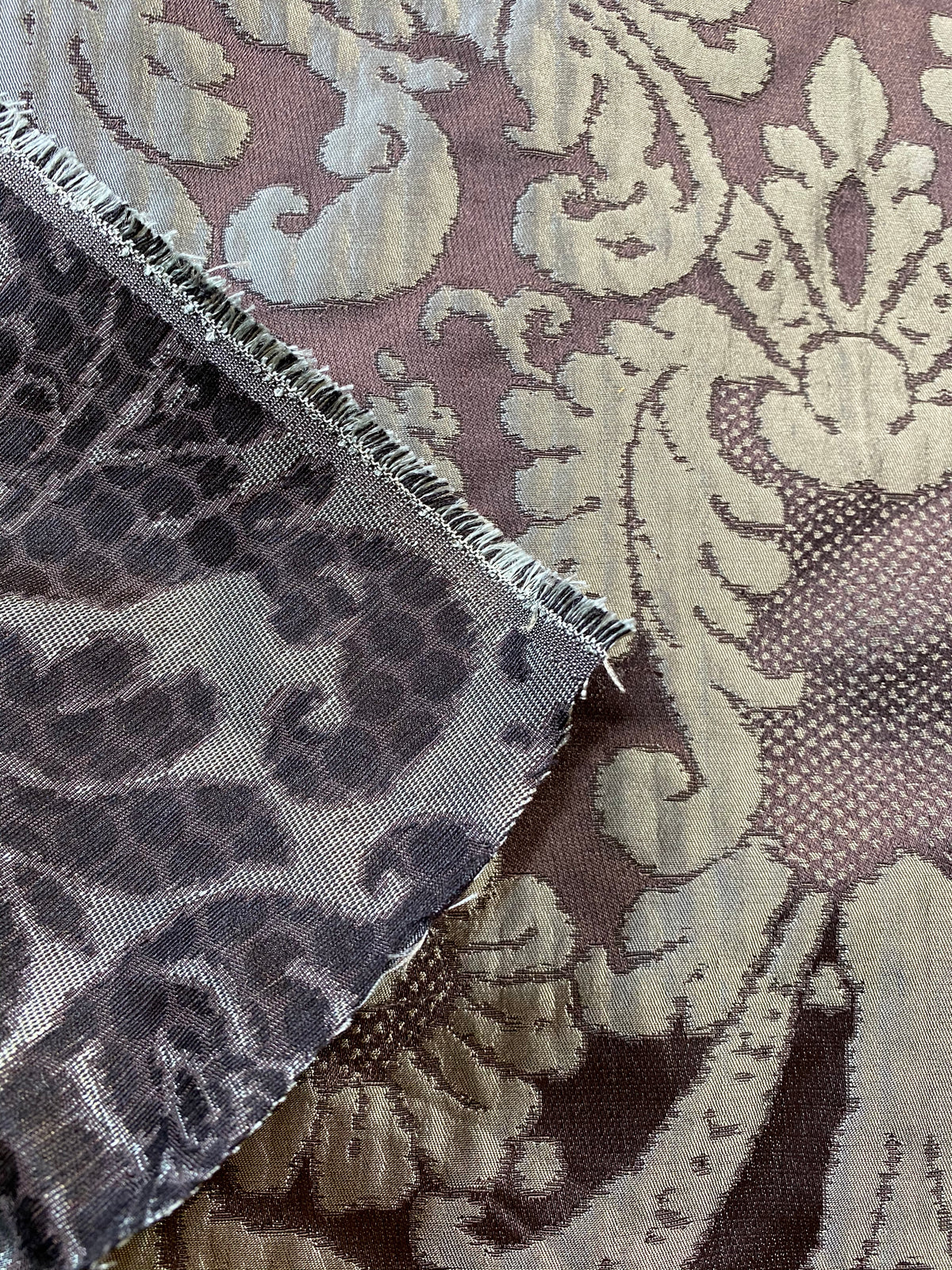 NEW Duke Marcus 100% Silk Taffeta Damask Drapery Fabric - Purple & Silver - Fancy Styles Fabric Pierre Frey Lee Jofa Brunschwig & Fils