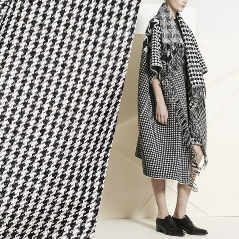 NEW Lord Marlowe 100% Wool Made in Italy Black and White Houndstooth Coat Fabric - Fancy Styles Fabric Pierre Frey Lee Jofa Brunschwig & Fils