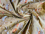 NEW Lady Augusta Designer 100% Silk Taffeta Embroidery Fabric - Antique Yellow Gold Floral - Fancy Styles Fabric Pierre Frey Lee Jofa Brunschwig & Fils