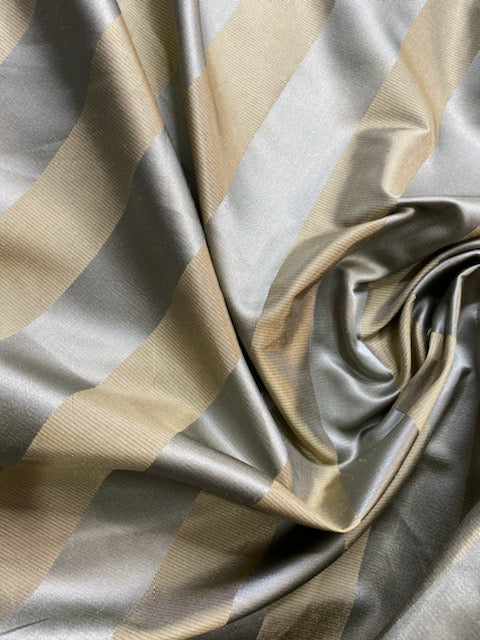 NEW Princess Sophie 100% Silk Fabric Silver and Gold Stripes - Fancy Styles Fabric Pierre Frey Lee Jofa Brunschwig & Fils