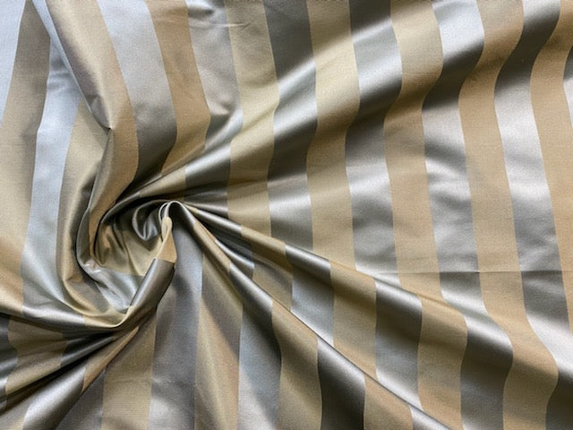 NEW Princess Sophie 100% Silk Fabric Silver and Gold Stripes - Fancy Styles Fabric Pierre Frey Lee Jofa Brunschwig & Fils