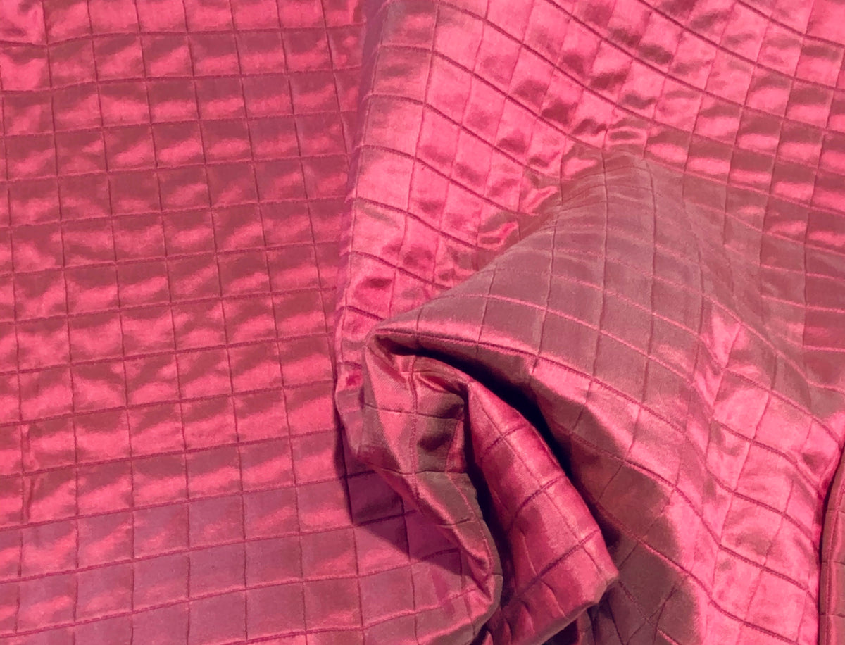 Lady Celestine 100% Silk Quilted Taffeta Fabric with Cotton Backing in Raspberry Pink - Fancy Styles Fabric Pierre Frey Lee Jofa Brunschwig & Fils