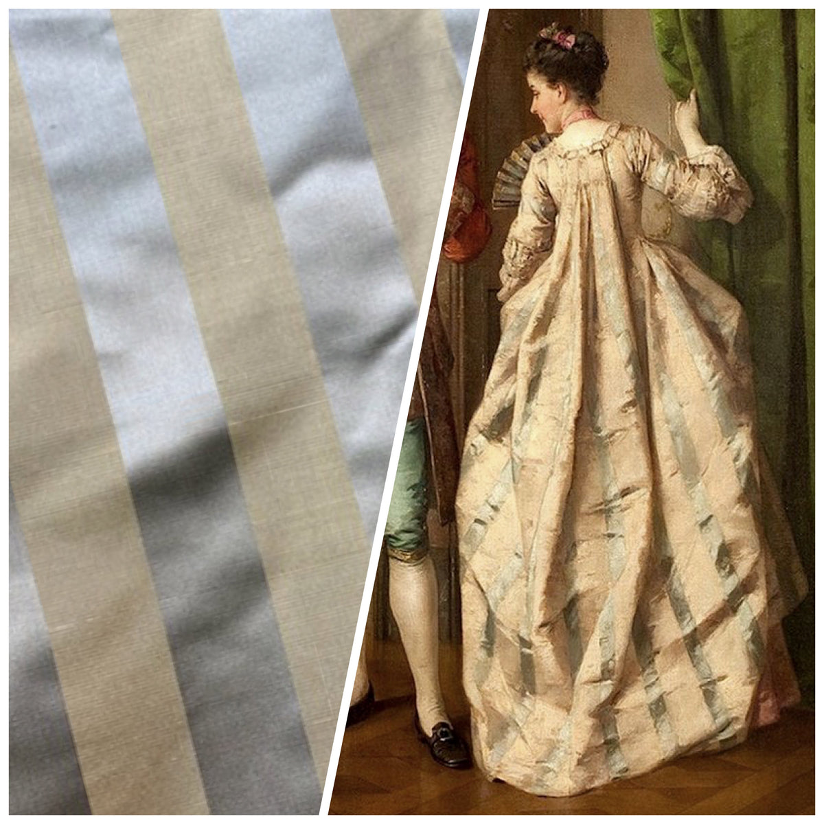 NEW Princess Sophie 100% Silk Fabric Silver and Gold Stripes - Fancy Styles Fabric Pierre Frey Lee Jofa Brunschwig & Fils