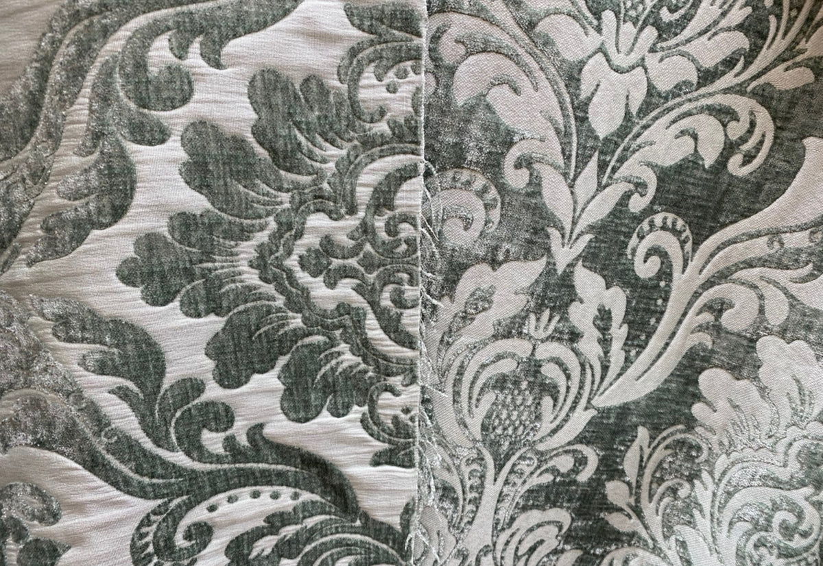 NEW Queen Isabella Designer Double Sided Chenille Velvet Interior Design Fabric - Gray - Fancy Styles Fabric Pierre Frey Lee Jofa Brunschwig & Fils