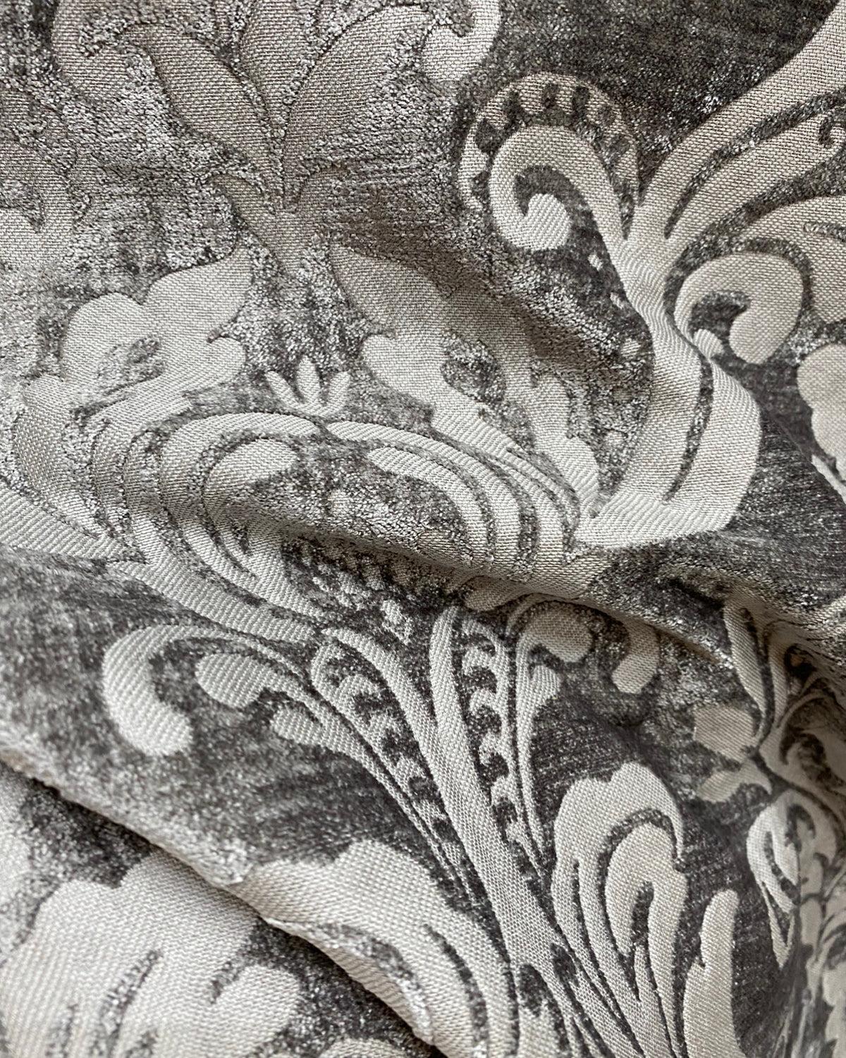 NEW Queen Isabella Designer Double Sided Chenille Velvet Interior Design Fabric - Gray - Fancy Styles Fabric Pierre Frey Lee Jofa Brunschwig & Fils