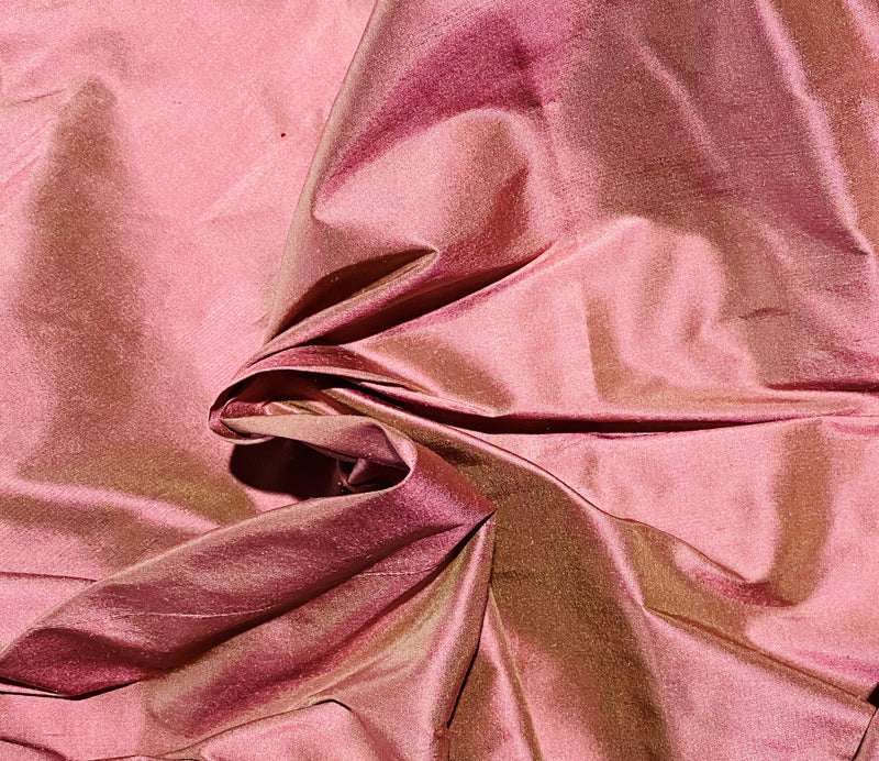 NEW Duchess Mable Designer 100% Silk Dupioni Fabric - Solid Copper Pink with Rosy Gold Iridescence - Fancy Styles Fabric Pierre Frey Lee Jofa Brunschwig & Fils