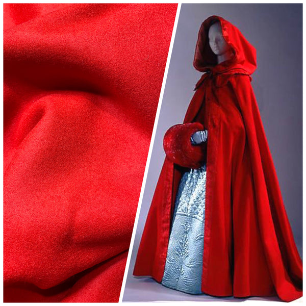 1 Yard Remnant- Apple Anne Designer 100% Wool Red Coat Fabric - Fancy Styles Fabric Pierre Frey Lee Jofa Brunschwig & Fils
