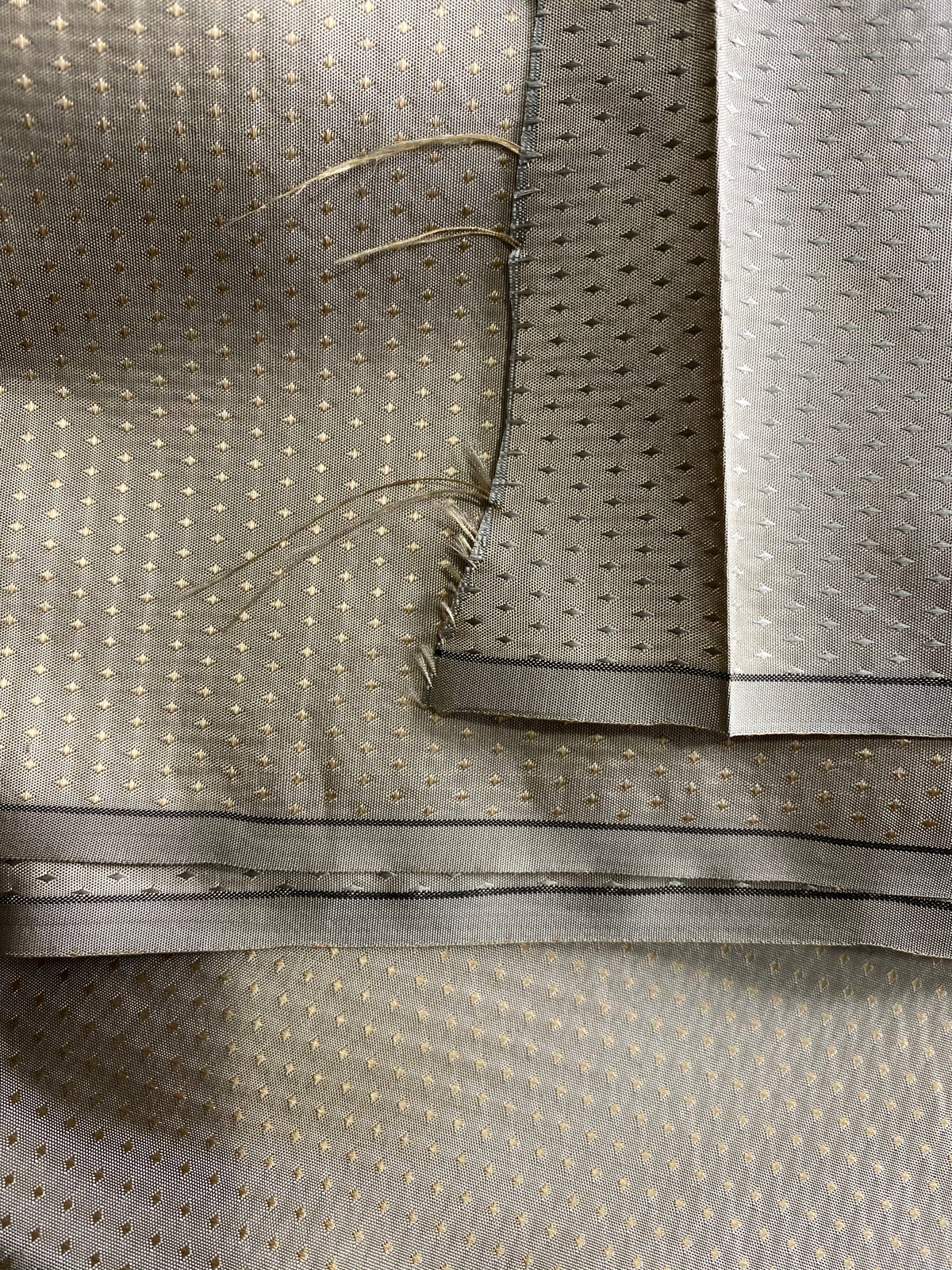 NEW Princess Donna Designer 100% Silk Taffeta Mini Diamond Embroidered Motif Fabric - Gray with Gold Diamonds - Fancy Styles Fabric Pierre Frey Lee Jofa Brunschwig & Fils