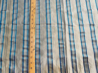 NEW Miss Charlotte 100% Silk Dupioni Fabric - Cream White with Jewel Blue Stripes - Fancy Styles Fabric Pierre Frey Lee Jofa Brunschwig & Fils