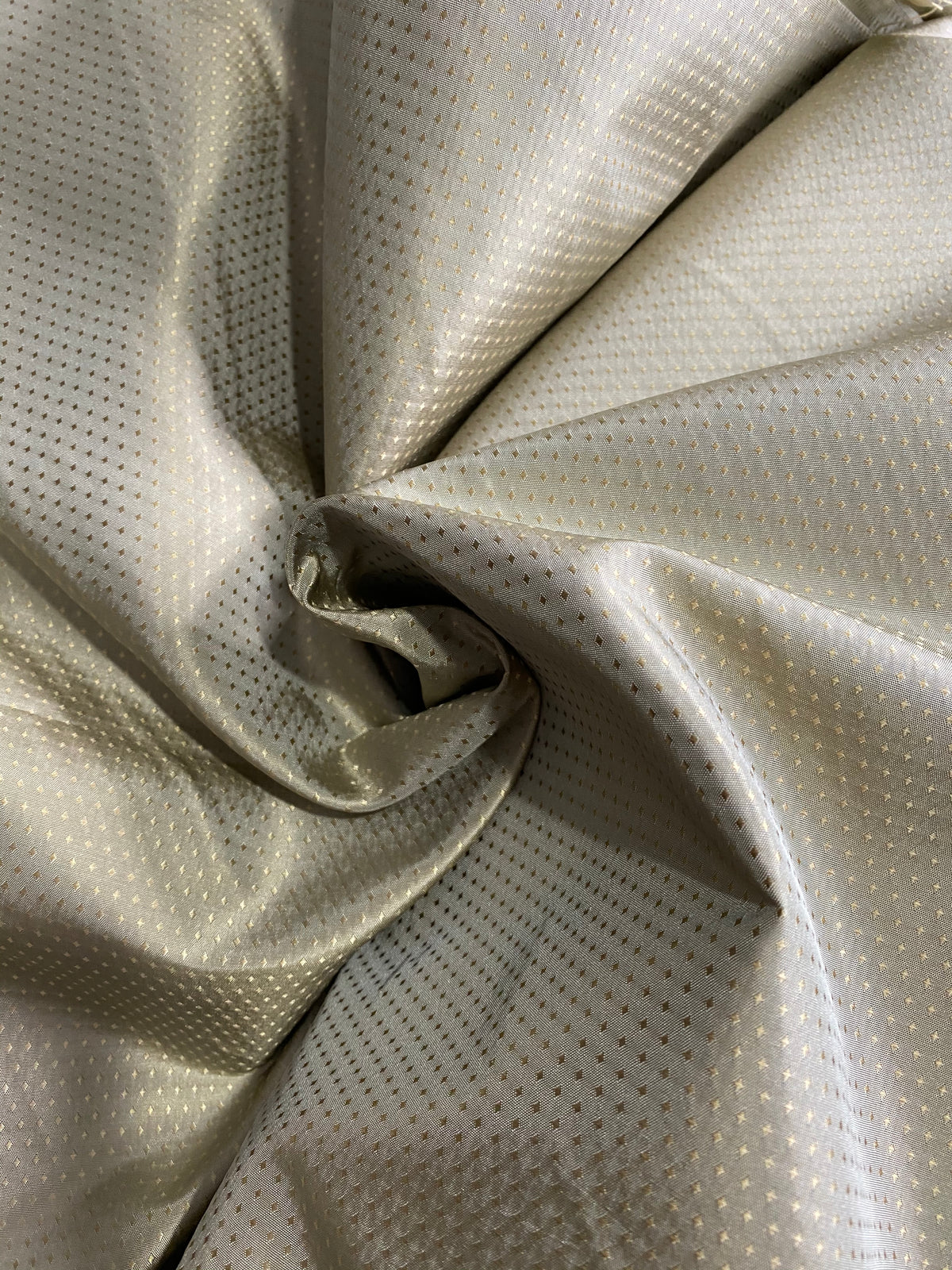 NEW Princess Donna Designer 100% Silk Taffeta Mini Diamond Embroidered Motif Fabric - Gray with Gold Diamonds - Fancy Styles Fabric Pierre Frey Lee Jofa Brunschwig & Fils