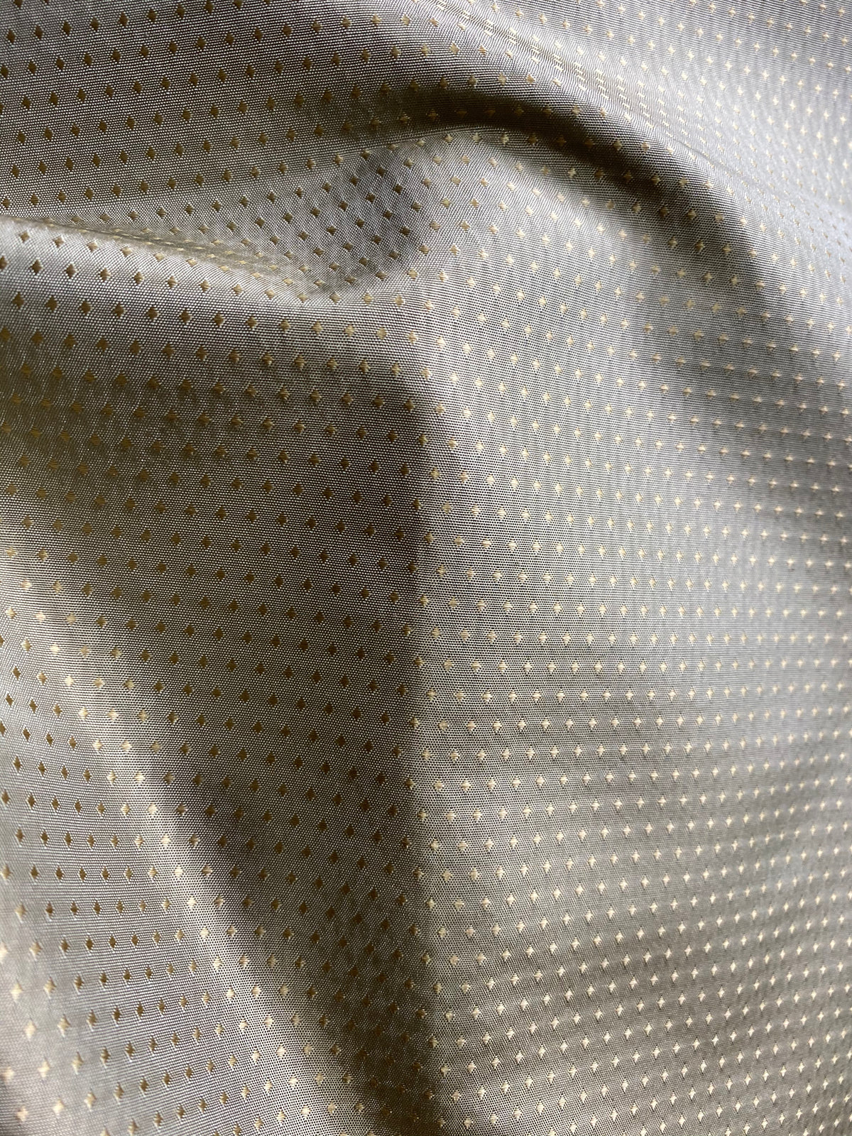 NEW Princess Donna Designer 100% Silk Taffeta Mini Diamond Embroidered Motif Fabric - Gray with Gold Diamonds - Fancy Styles Fabric Pierre Frey Lee Jofa Brunschwig & Fils
