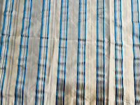 NEW Miss Charlotte 100% Silk Dupioni Fabric - Cream White with Jewel Blue Stripes - Fancy Styles Fabric Pierre Frey Lee Jofa Brunschwig & Fils