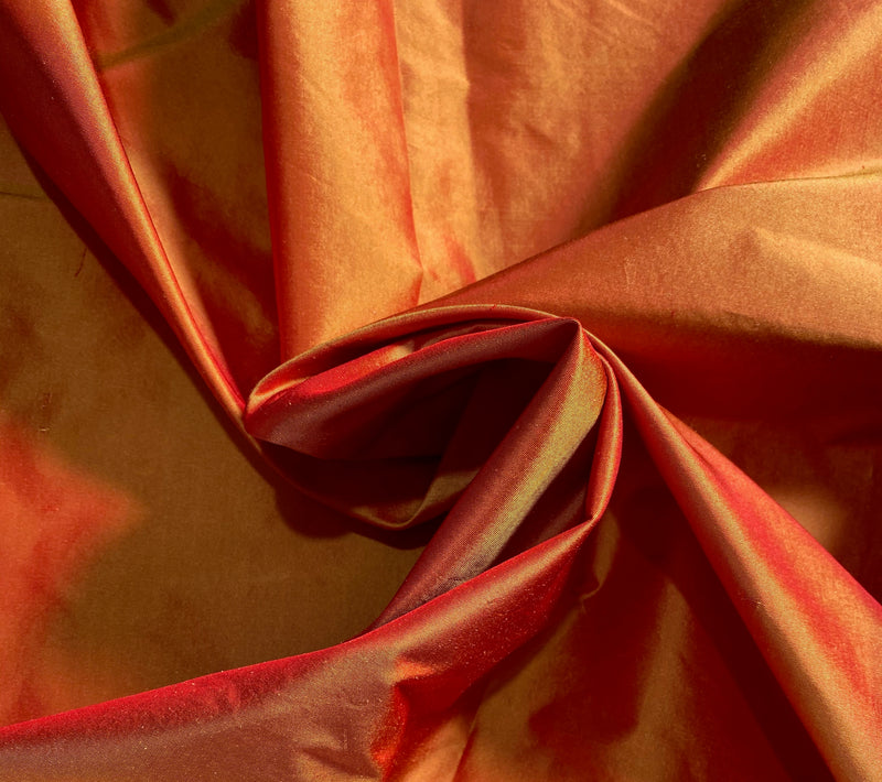 NEW Lady Lisa Designer 100% Silk Taffeta - Red with Gold Iridescence - Fancy Styles Fabric Pierre Frey Lee Jofa Brunschwig & Fils