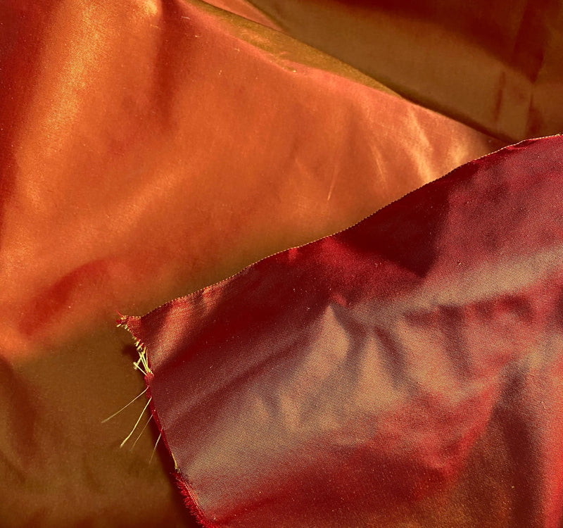 NEW Lady Lisa Designer 100% Silk Taffeta - Red with Gold Iridescence - Fancy Styles Fabric Pierre Frey Lee Jofa Brunschwig & Fils