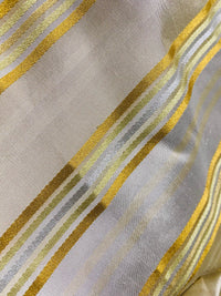 NEW Miss Charlotte 100% Silk Dupioni Fabric - Cream White with Yellow Stripes - Fancy Styles Fabric Pierre Frey Lee Jofa Brunschwig & Fils