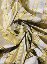 NEW Miss Charlotte 100% Silk Dupioni Fabric - Cream White with Yellow Stripes - Fancy Styles Fabric Pierre Frey Lee Jofa Brunschwig & Fils