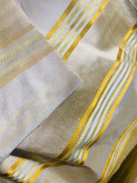NEW Miss Charlotte 100% Silk Dupioni Fabric - Cream White with Yellow Stripes - Fancy Styles Fabric Pierre Frey Lee Jofa Brunschwig & Fils