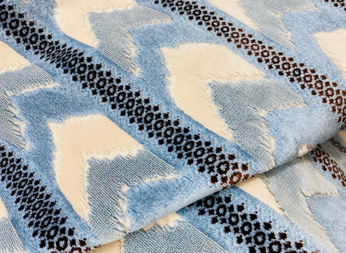 NEW Designer Heavyweight Striped Chevron Upholstery Fabric - Light Blue - Fancy Styles Fabric Pierre Frey Lee Jofa Brunschwig & Fils